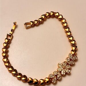 Gold Heart and Flower Bracelet